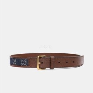 Gucci Brown Leather Belt with Gold Buckle